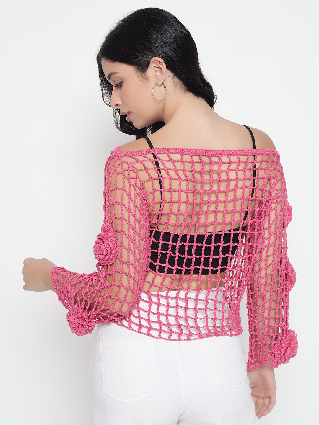 BeeQueen Pink Crochet Top