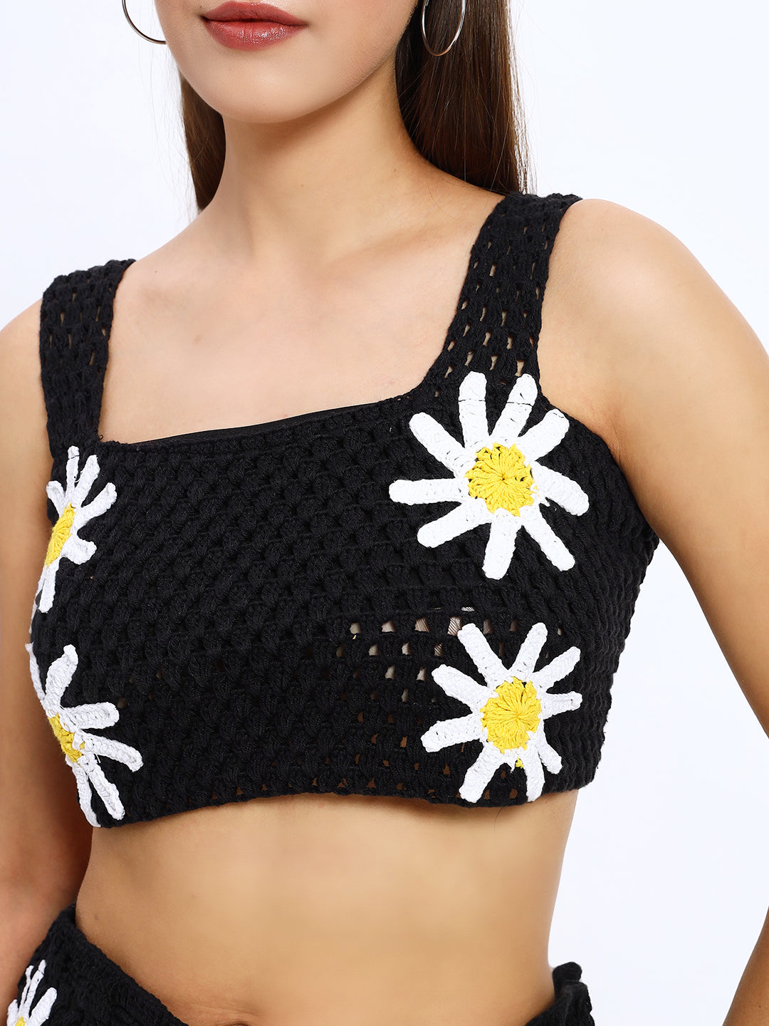 Black Daisy Crochet Set