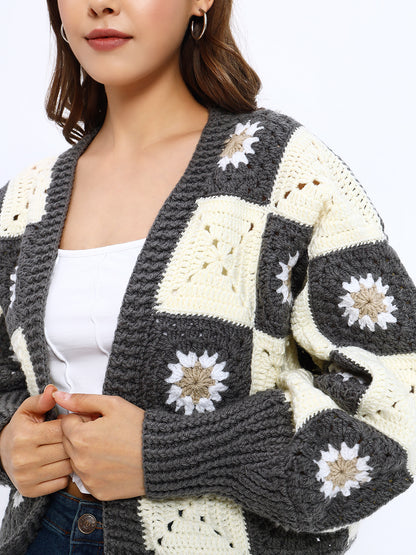 Gray Patch Daisy Cardigan