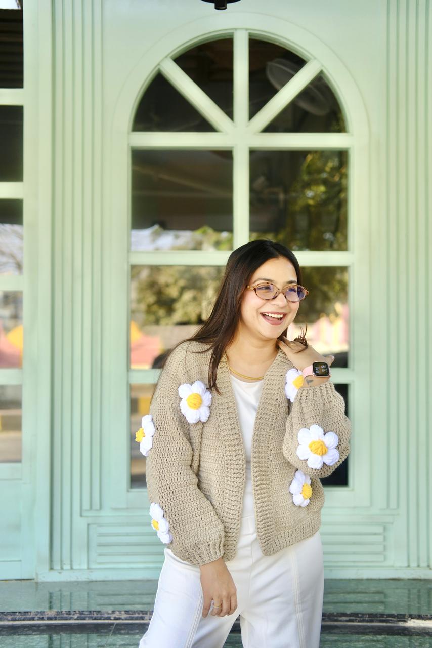 Beige daisy cardigan