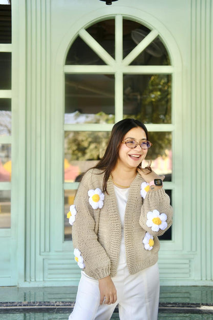 Beige daisy cardigan