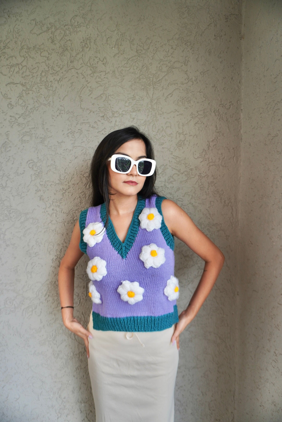 Purple Daisy Vest Coat