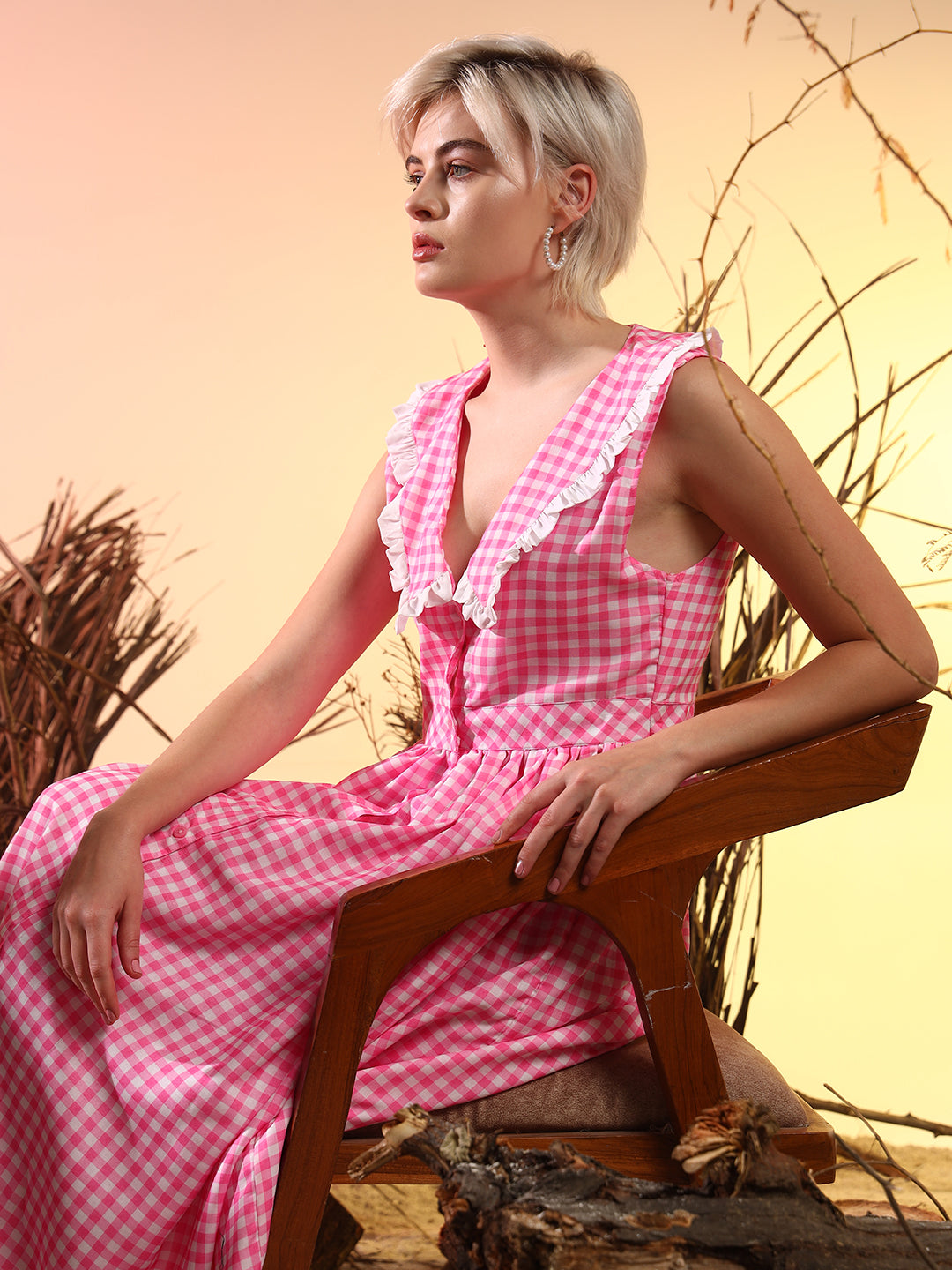 Hot Pink Ghingham Dress