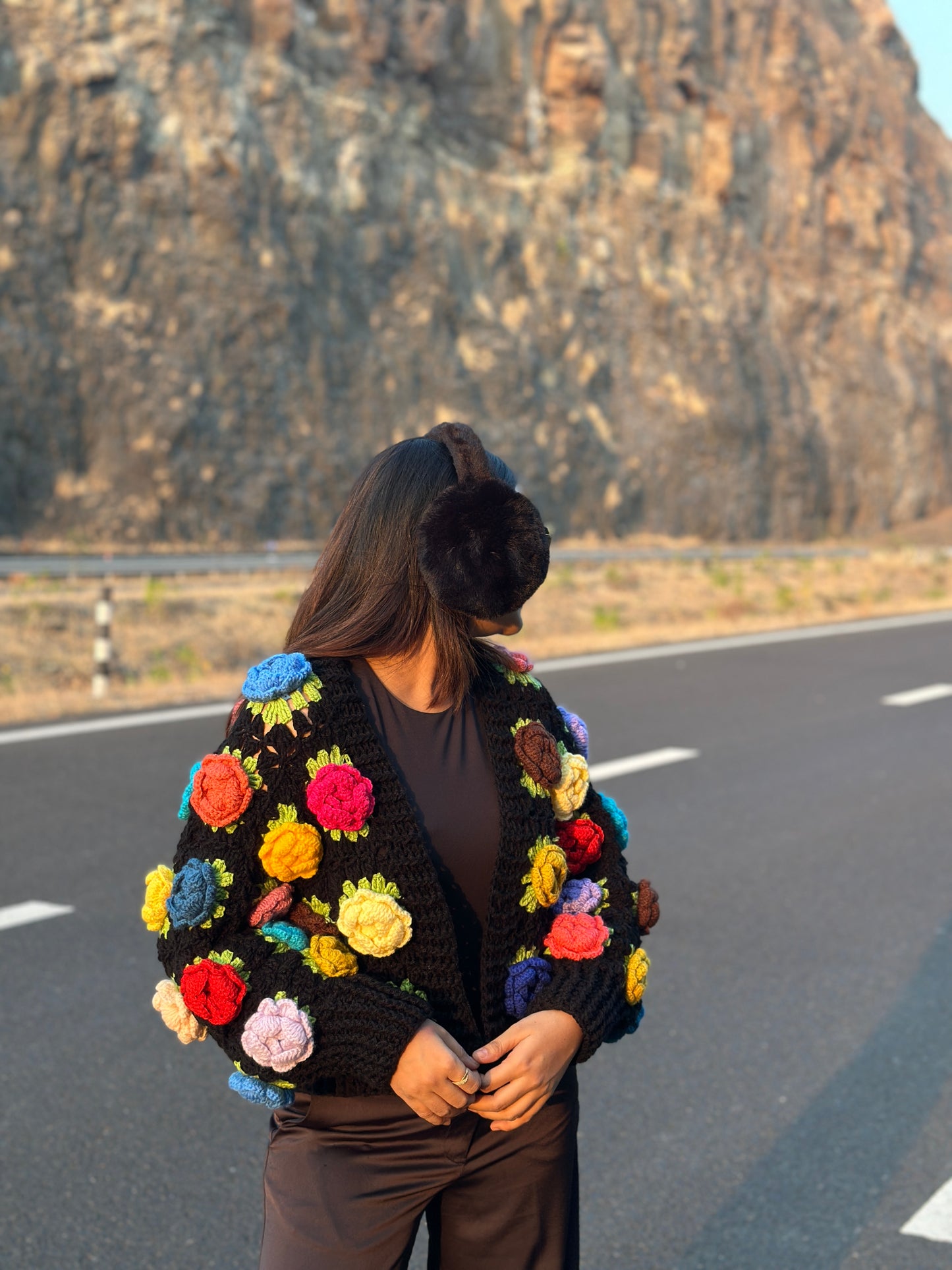 Black Beauty Multirose Cardigan