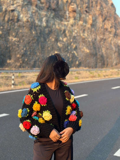 Black Beauty Multirose Cardigan