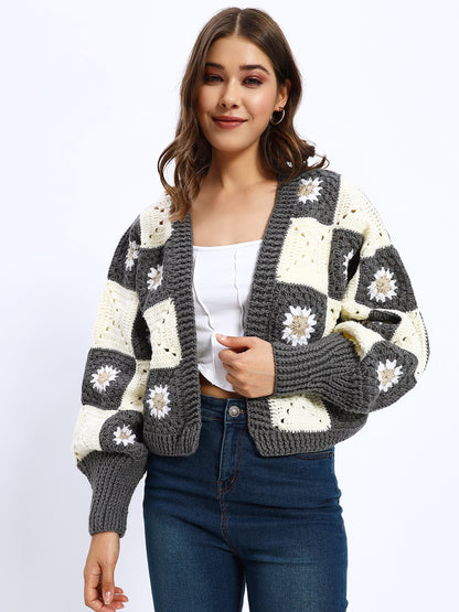 Gray Patch Daisy Cardigan