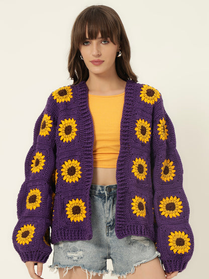 Rosemary Picnic Cardigan - Dark Purple