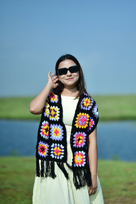 Russian Black Knit Scarf
