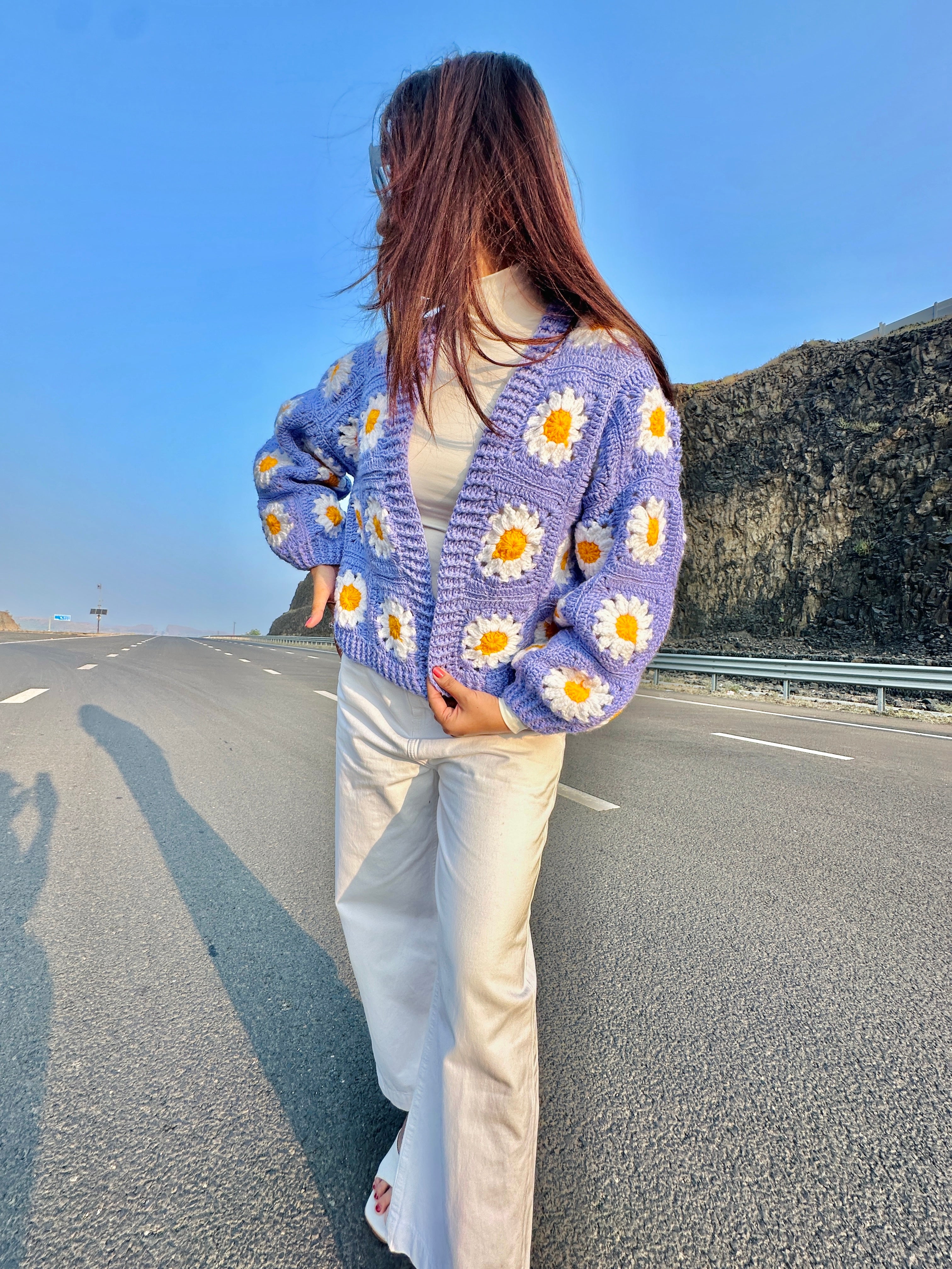 Purple Picnic Crochet Cardigan