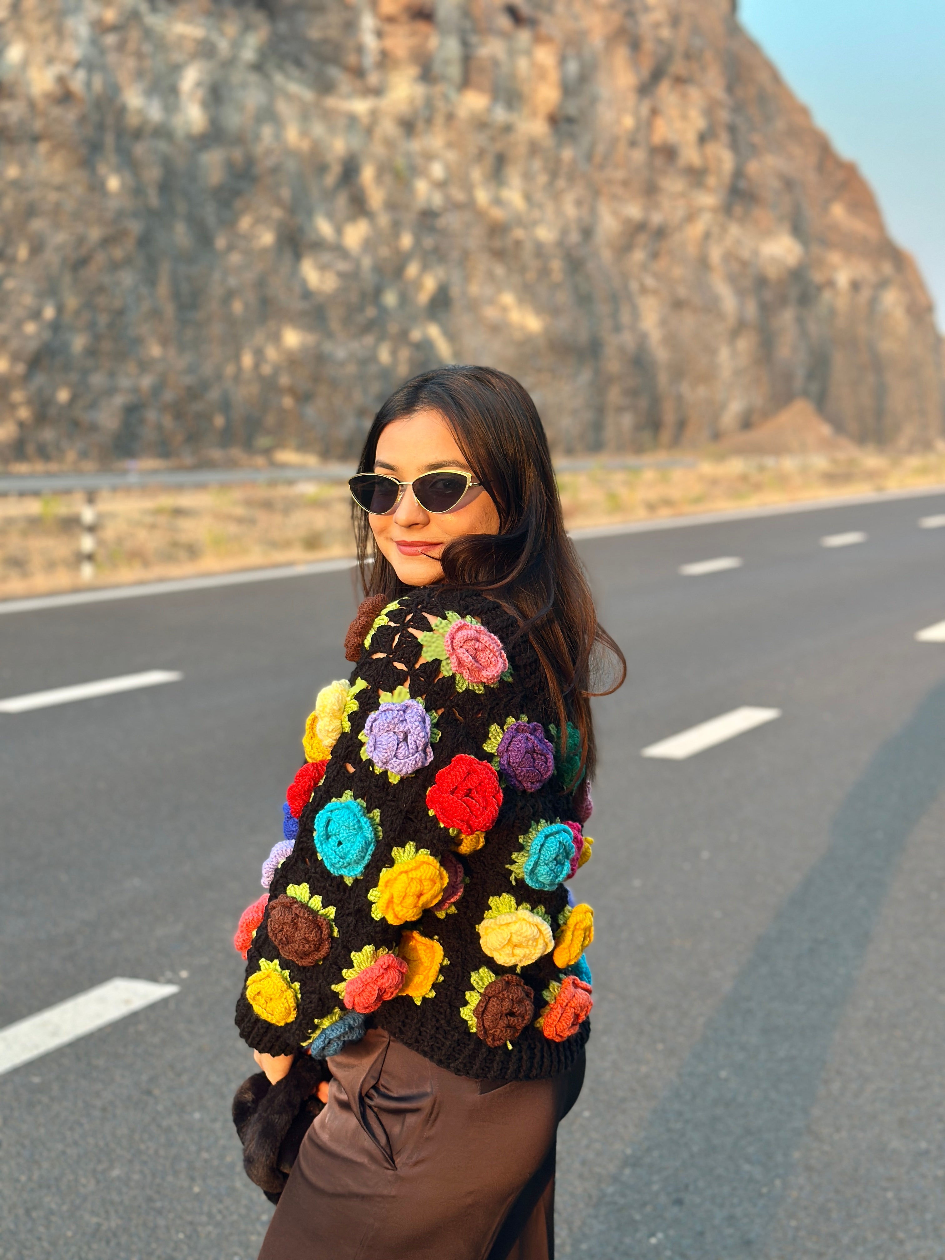 Black Beauty Multirose Cardigan