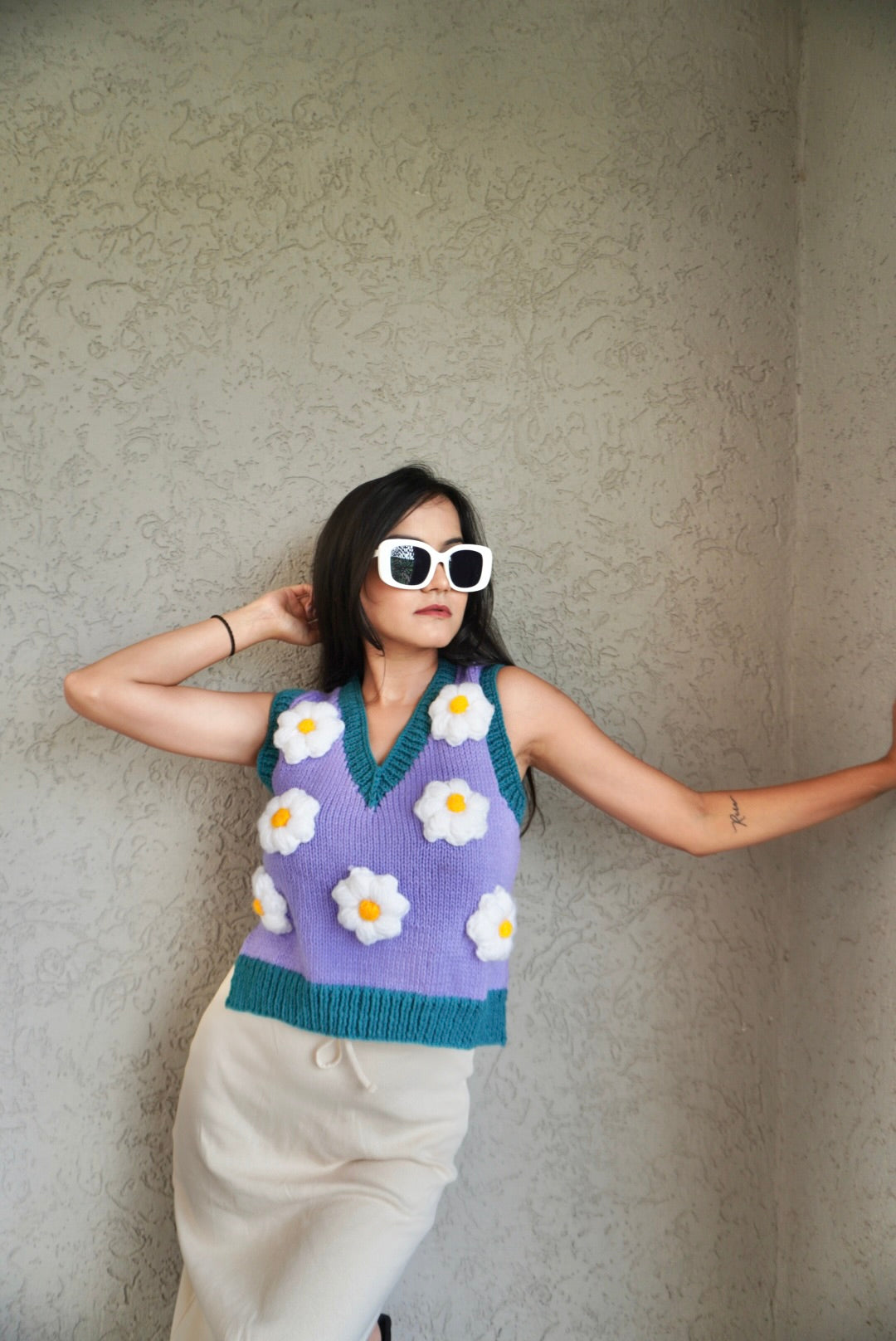 Purple Daisy Vest Coat