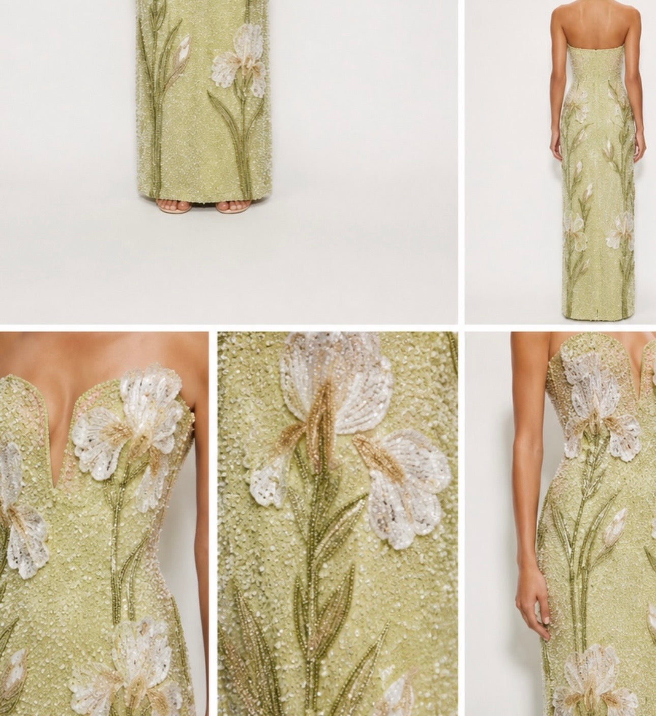 Iris Sage Green beaded maxi Dress