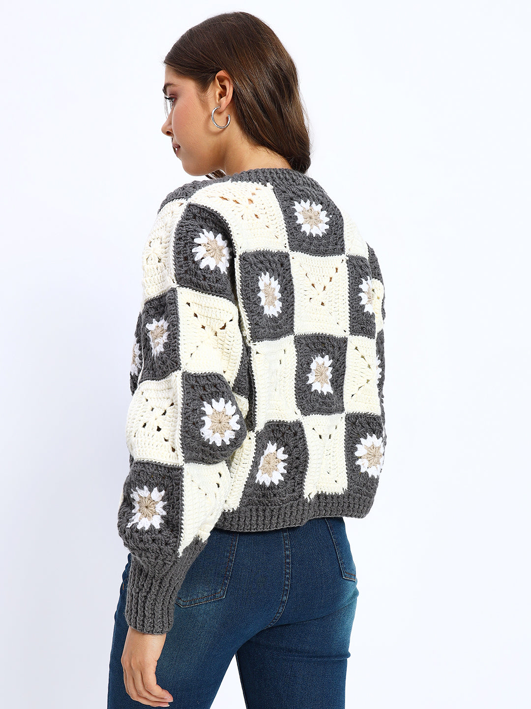 Gray Patch Daisy Cardigan