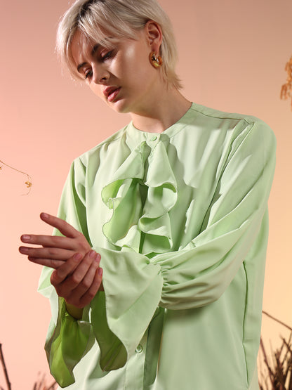 Matcha Green Frill Shirt