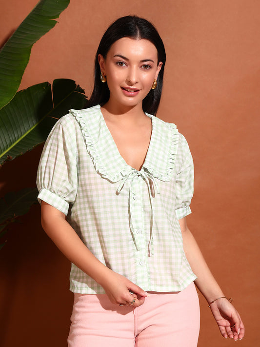 Classy Ghingham Collar Shirt