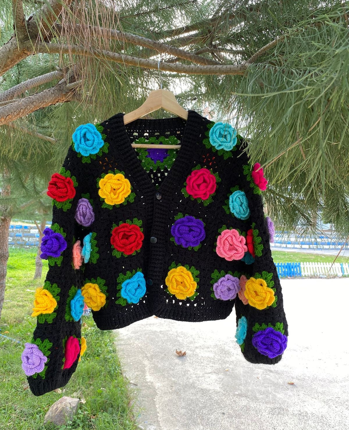 Black Beauty Multirose Cardigan