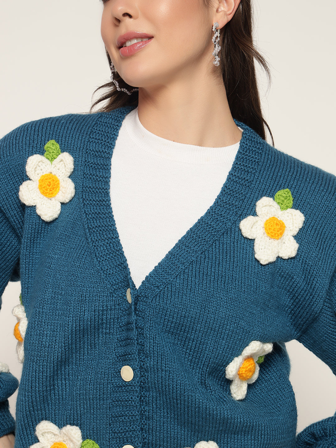 Isfahan Teal Daisy Cardigan