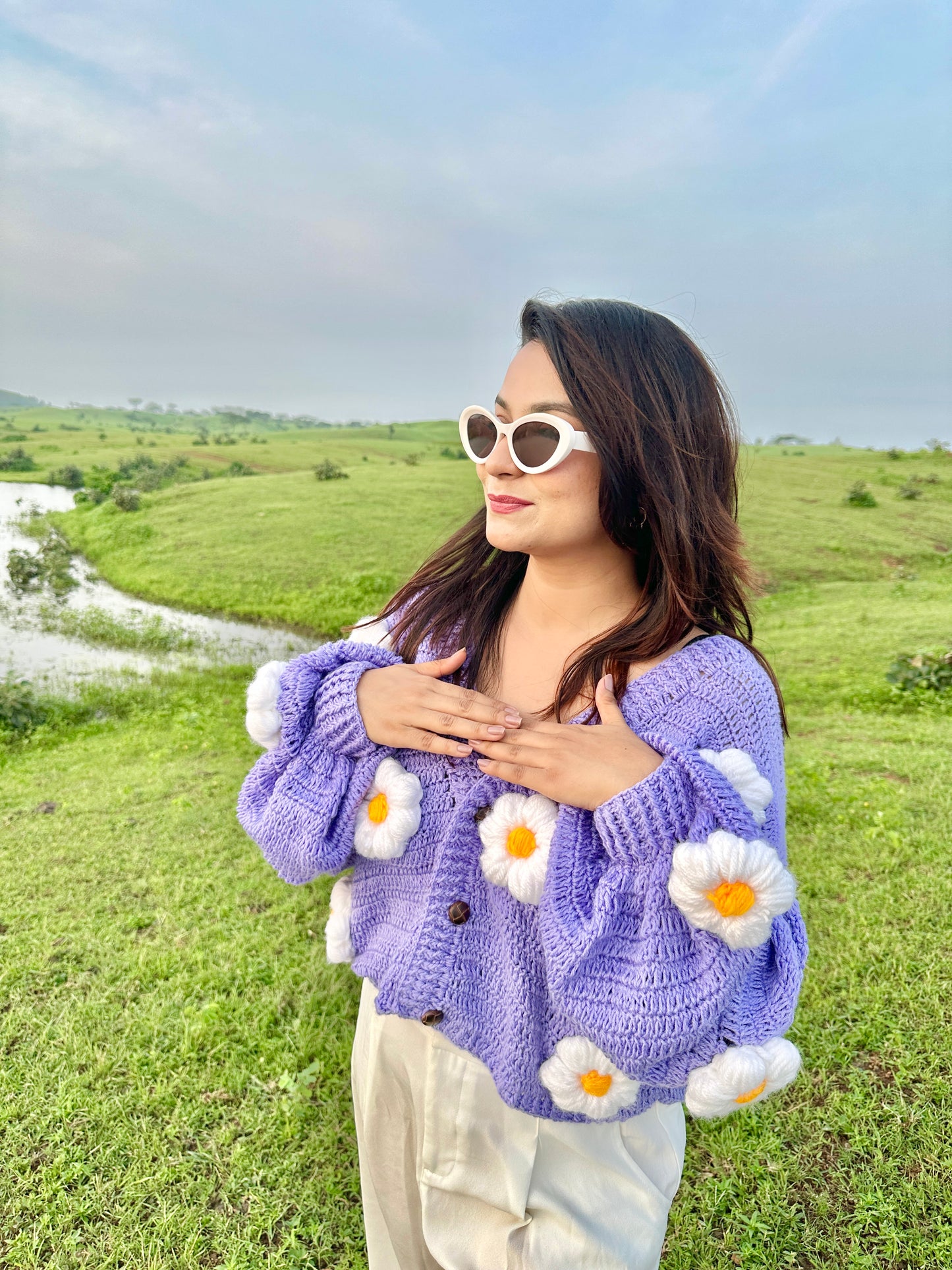 Purple Daisy Cardigan