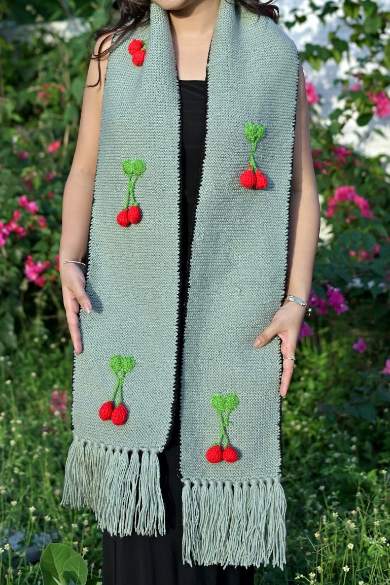 Hanging Cherry Grey Scarf