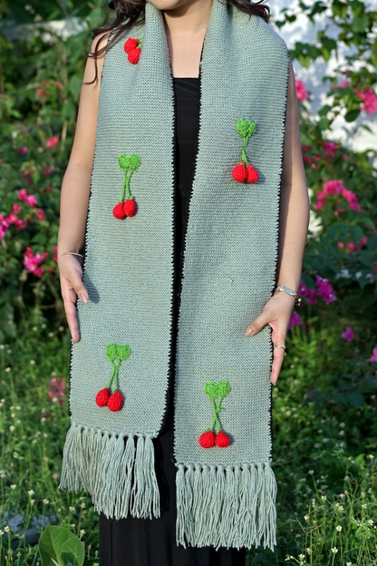 Hanging Cherry Grey Scarf