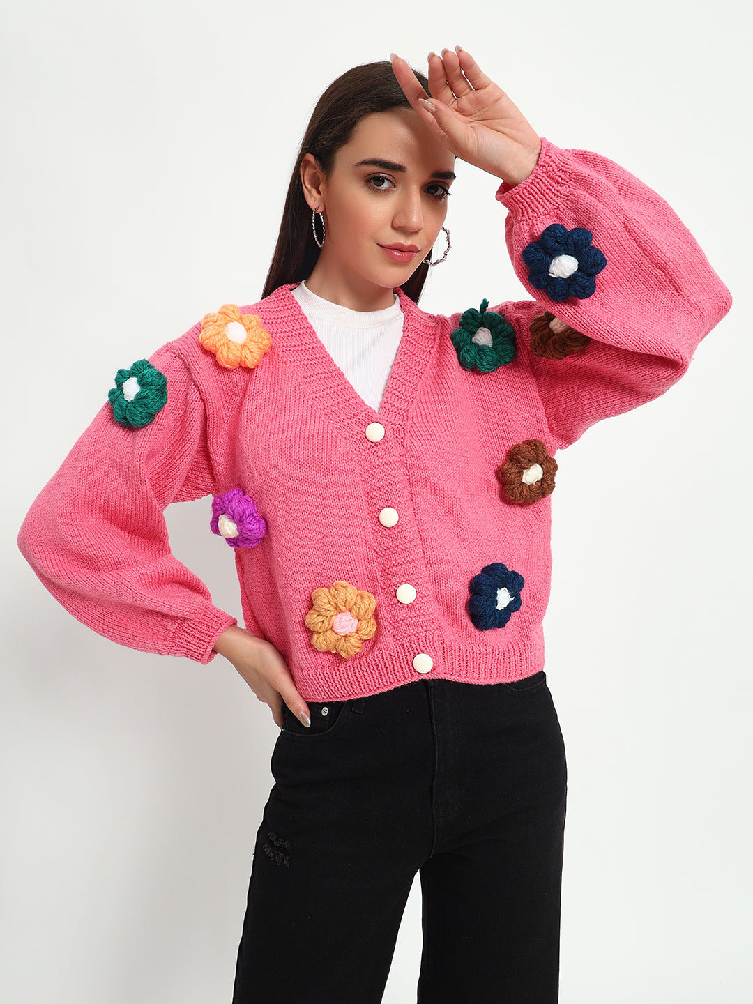 Murren Pink Daisy Cardigan