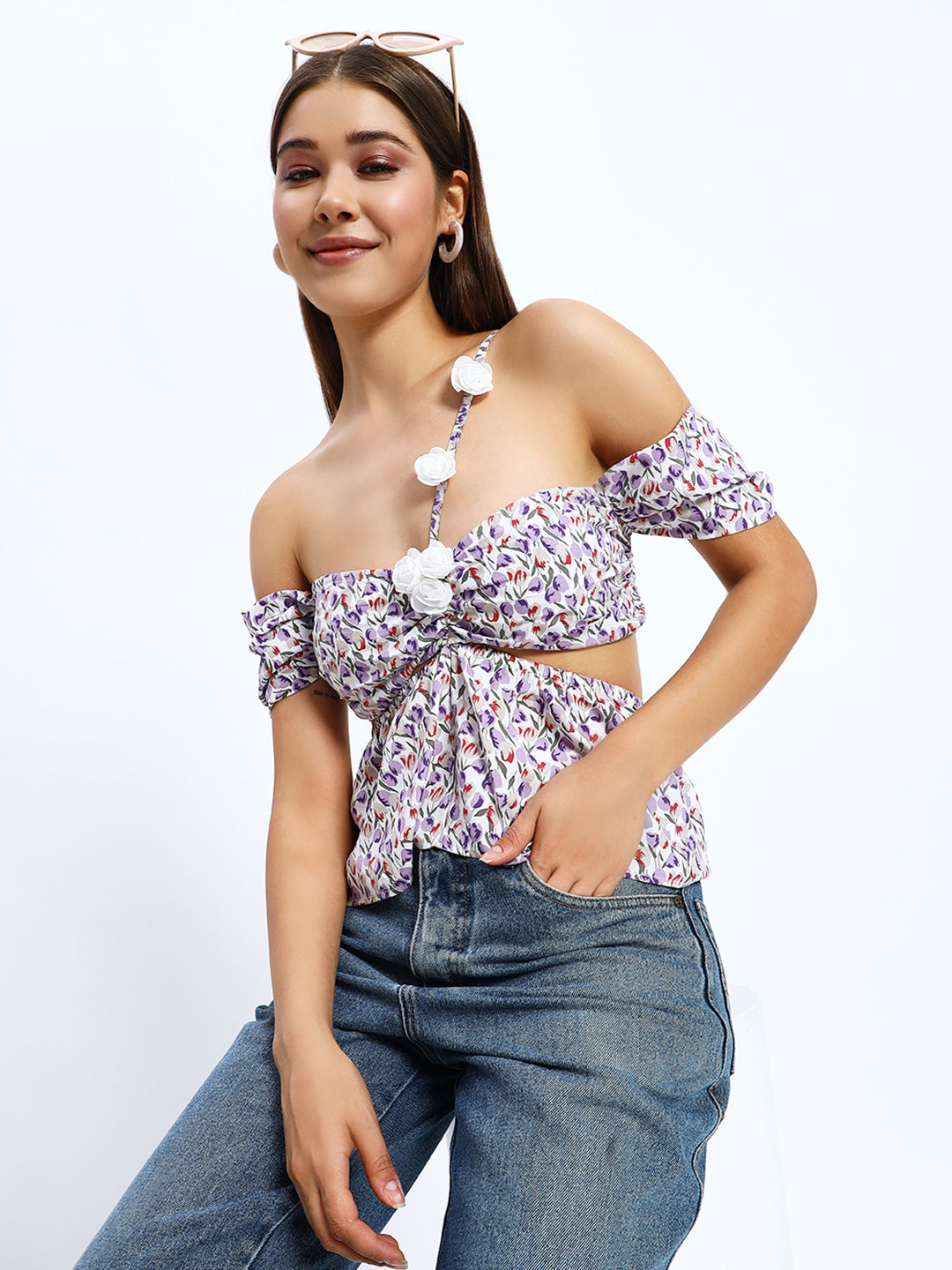 Korean Lilic Floral Top