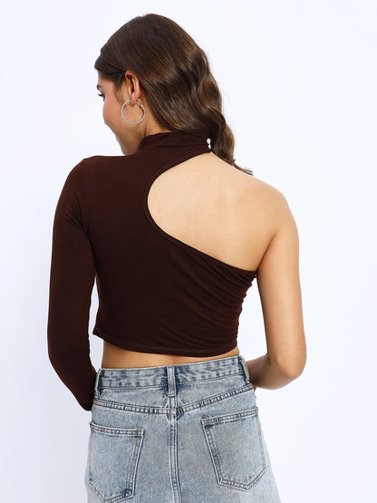 Side Cutout Brown Top