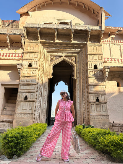 Brisa Ghingham Co-ord Set - Pink