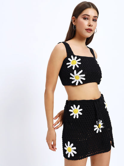 Black Daisy Crochet Set