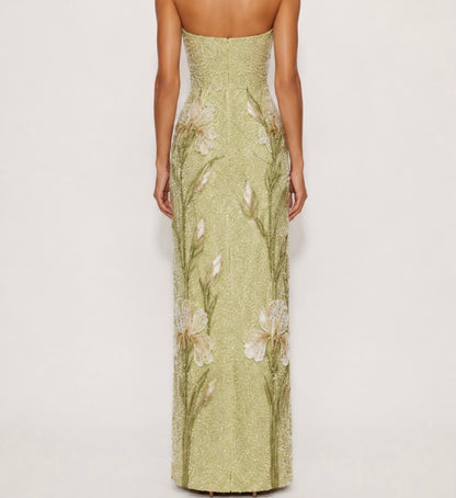 Iris Sage Green beaded maxi Dress