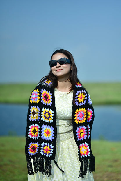 Russian Black Knit Scarf