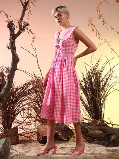 Hot Pink Ghingham Dress