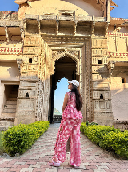 Brisa Ghingham Co-ord Set - Pink