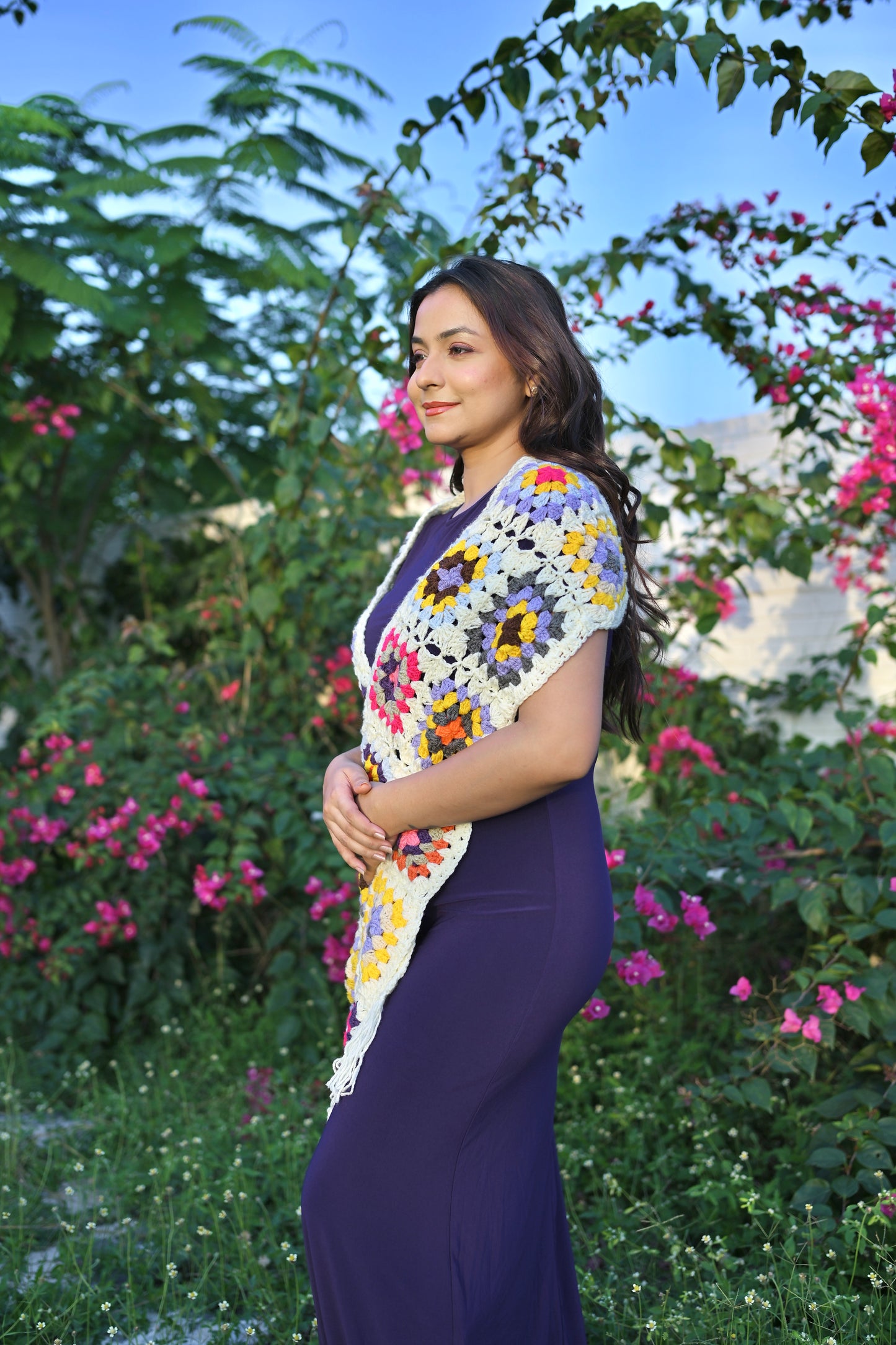 Snow  granny Square Scarf