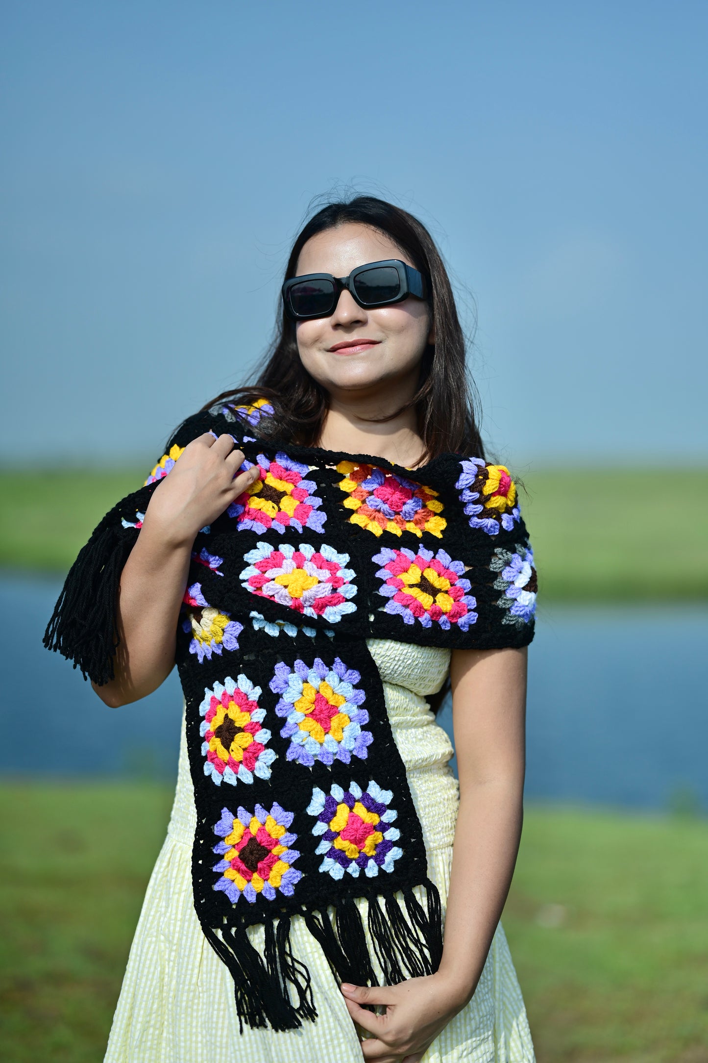 Russian Black Knit Scarf