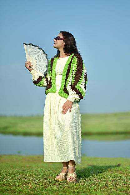 First Kiss Cardigan - Green Brown