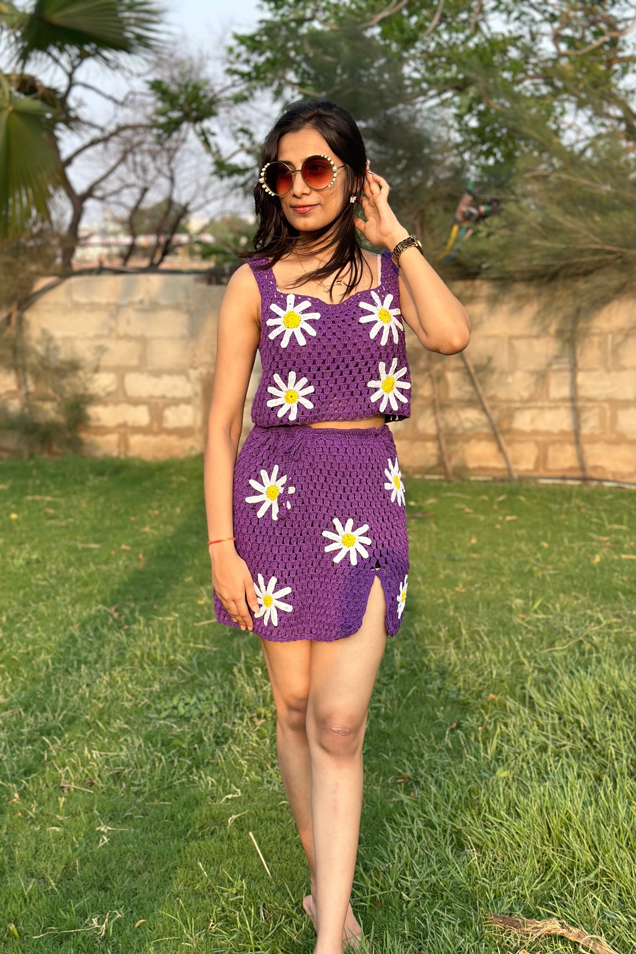 Lilac Daisy Crochet Dress on sale