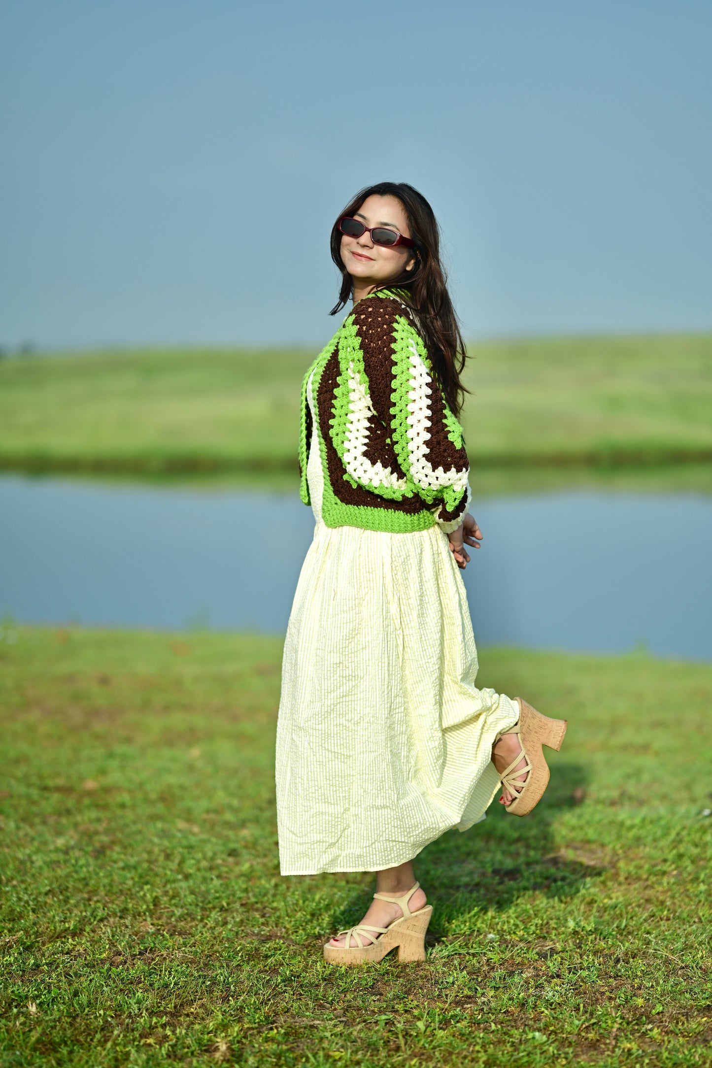 First Kiss Cardigan - Green Brown