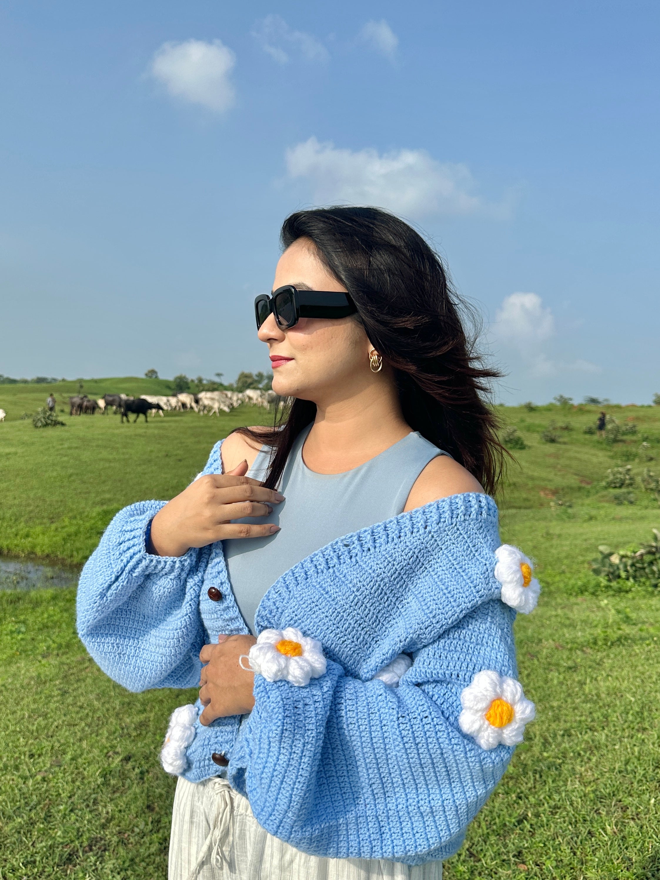 Day SkyBlue Daisy Cardigan