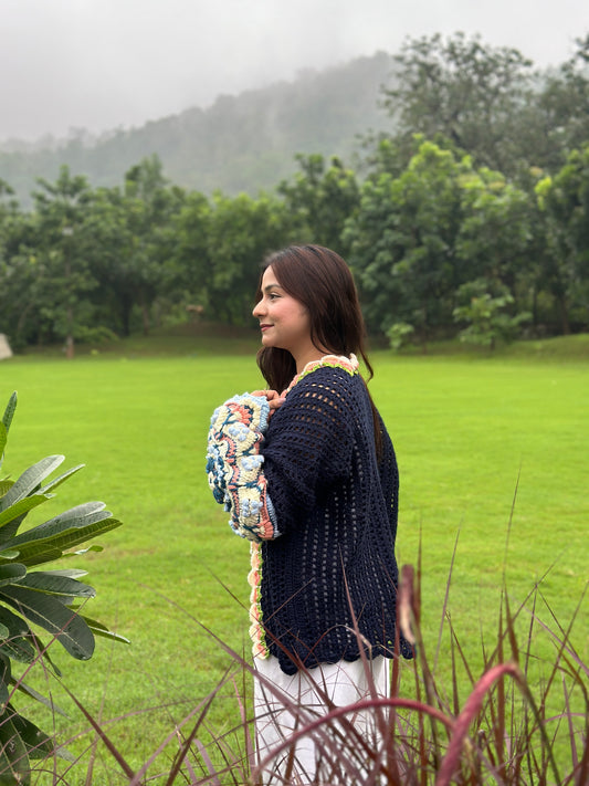 Intarsia Cardigan - NavyBlue