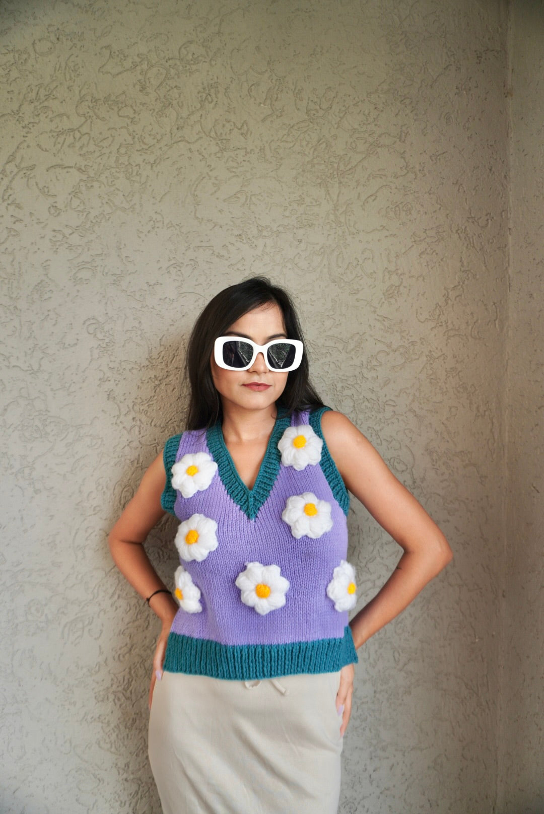 Purple Daisy Vest Coat