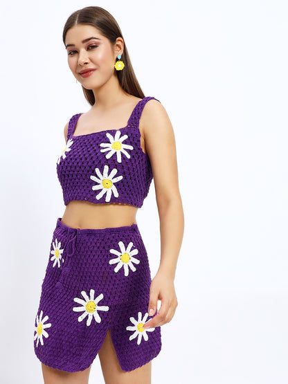 Purple Daisy Crochet Set