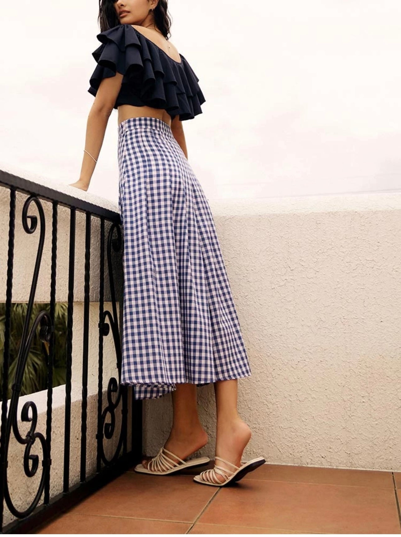 Purple Gingham Maxi Skirt