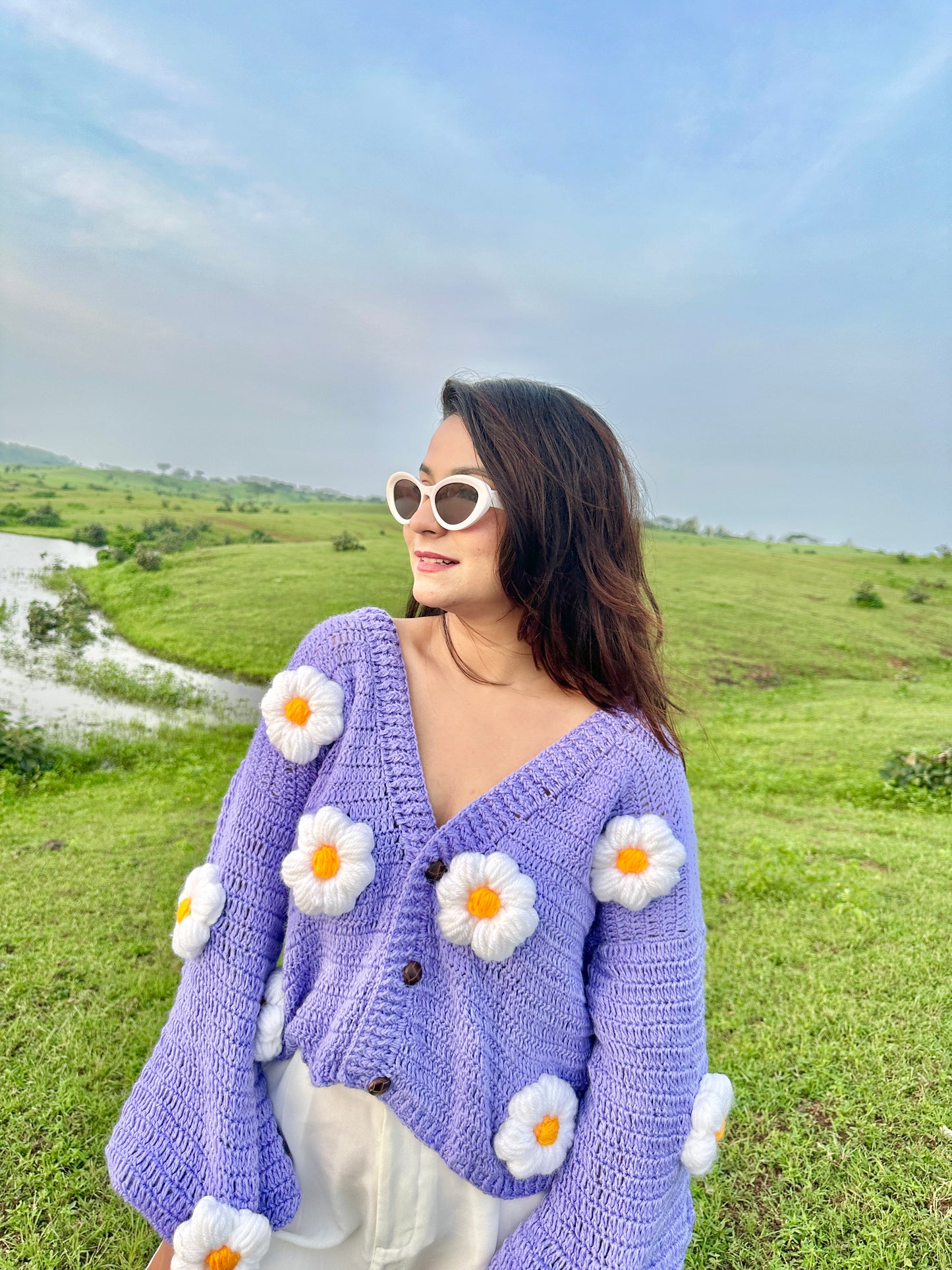 Purple Daisy Cardigan