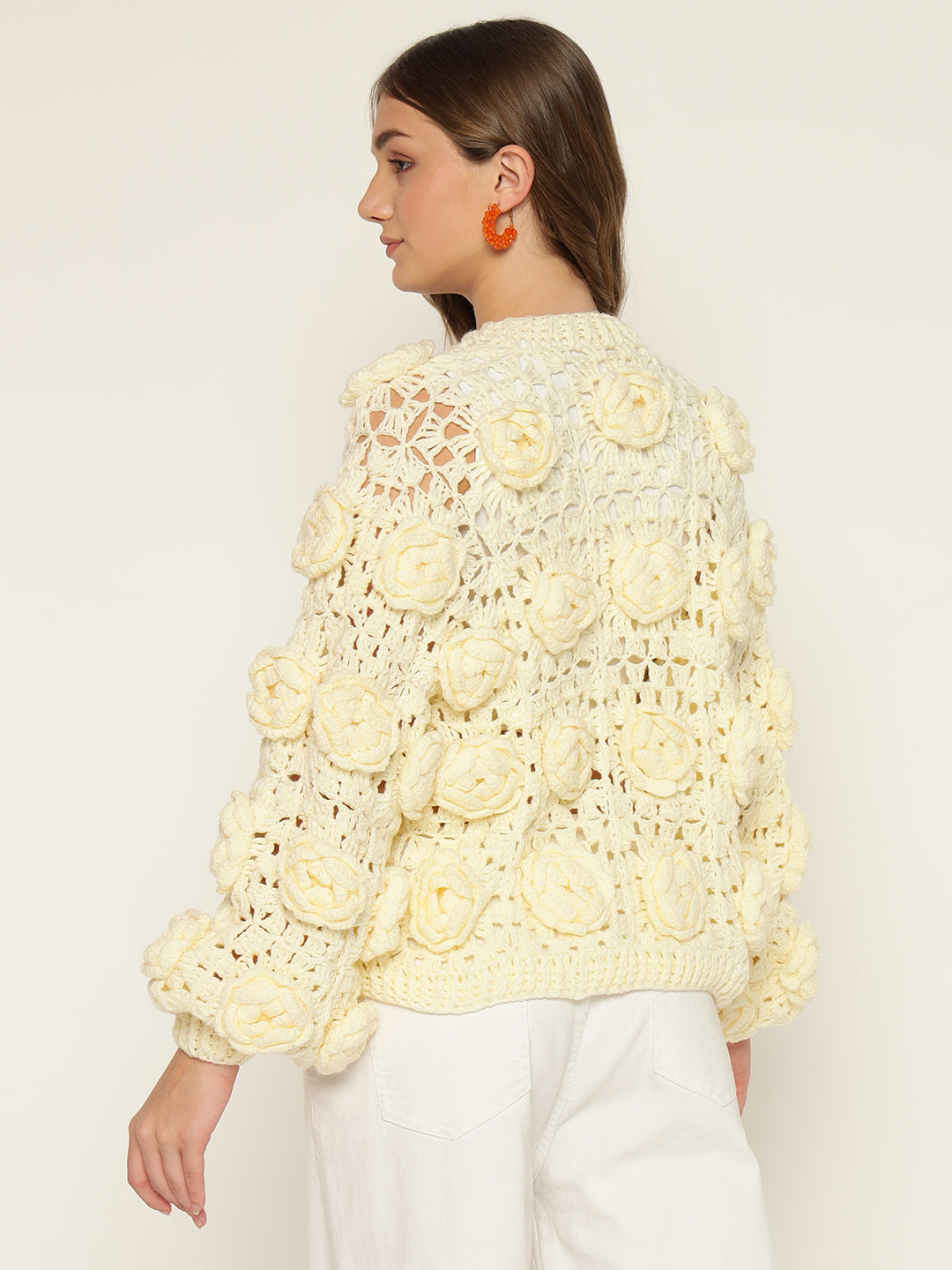 Cream chunky Rose Cardigan