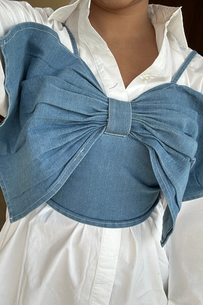 Denim Front Bow Cami Top