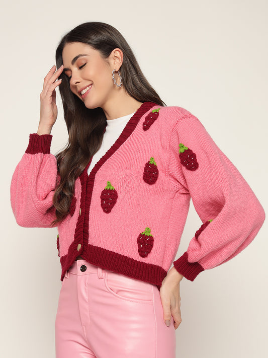 Monterey Strawberry Handmade Cardigan