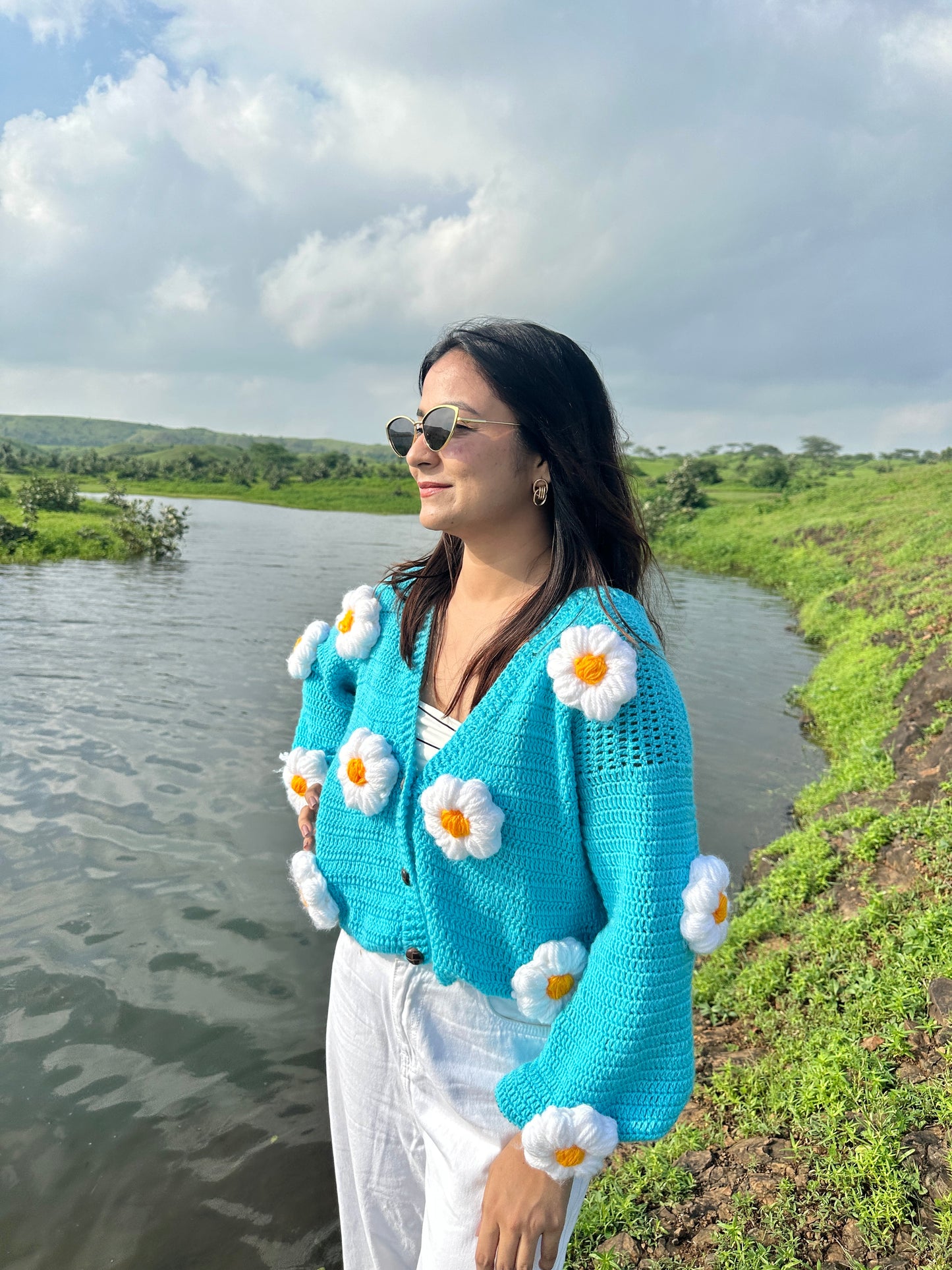 Blue Daisy Cardigan