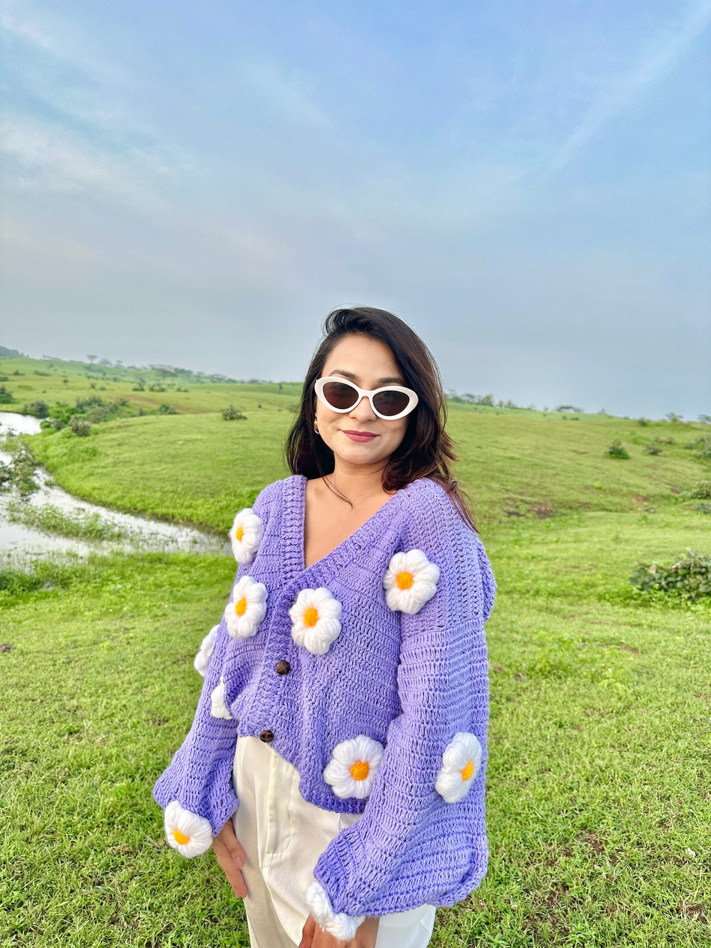 Purple Daisy Cardigan