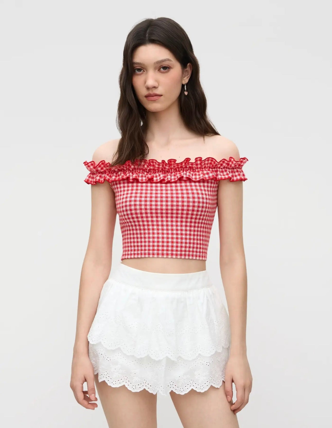 Off Shoulder Gingham crop top